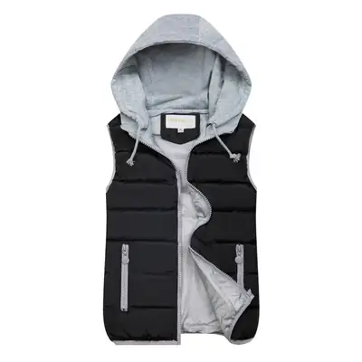 Women Hooded Cotton Vest Red Grey Large Winter