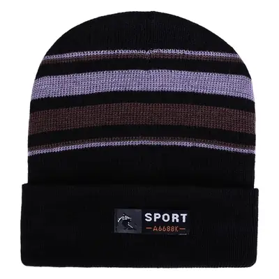 Winter Knitted Striped Woolen Beanie Hat