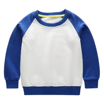 2026 Spring Baby Sweatshirt Blue White Long Sleeve Crew Neck
