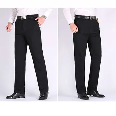 Factory Autumn Winter Thick Men's Cotton Pants Loose High Waist Middle Age+