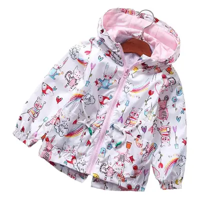Girls Windbreaker Jacket Printed Hooded Spring Summer 2025