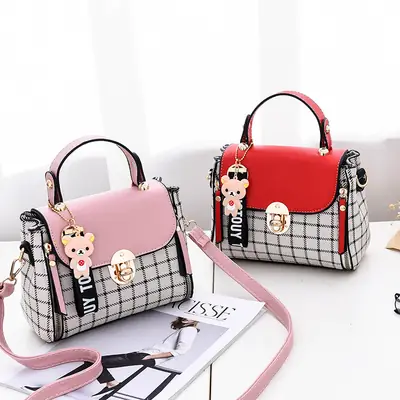 Women Korean Style Mini Square Bag with Stripes & Crossbody