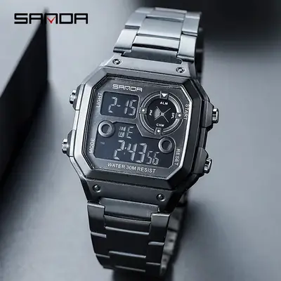 Sanda Men's Digital Multi-Function Watch with Alarm Clock