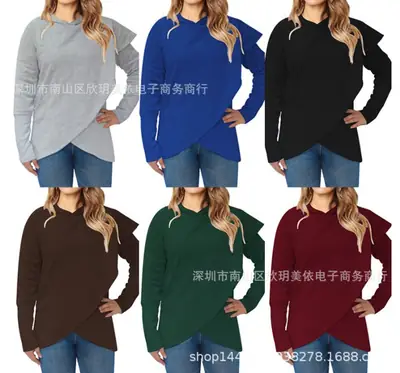 Women Blue Hooded Sweatshirt Loose Fit 2025
