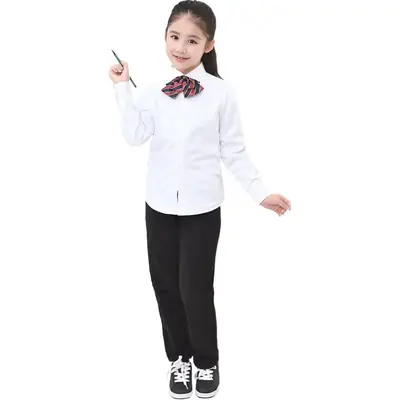 Girls Black Pleated School Skirt with Bow Tie