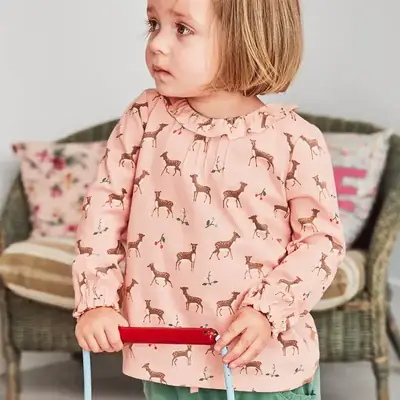 Girls Pink Llama Print Long Sleeve T-Shirt