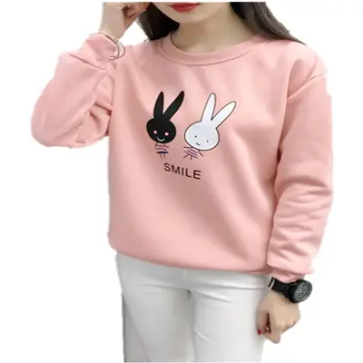 2025 Korean Style Pink Rabbit Sweatshirt for Women