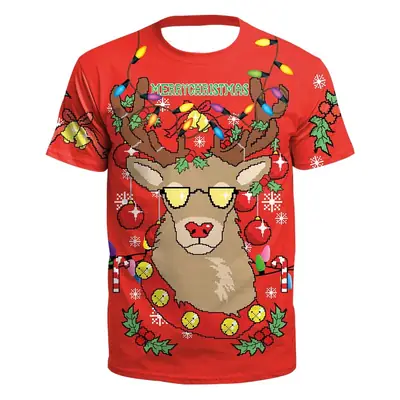 Christmas T-Shirt Green Santa Moon Design