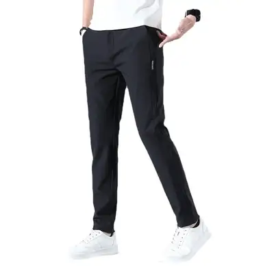 Men Grey Slim Fit Elastic Summer Pants