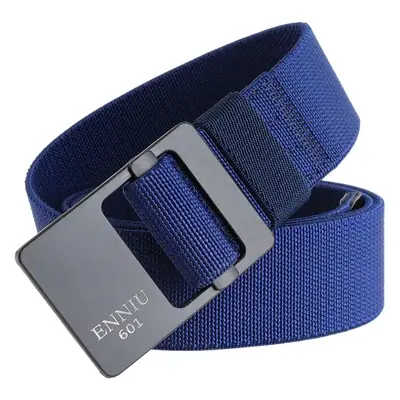 Men's Black Elastic Woven Belt with Alloy Buckle