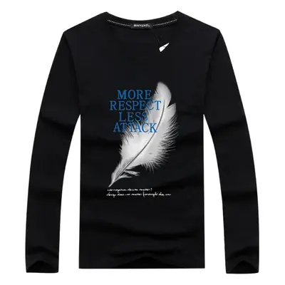Men Navy Blue Long Sleeve T-Shirt with Wing Print