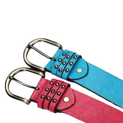 Women's Brown Punk Belt with Metal Buckle