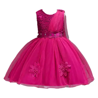 Pink Floral Mesh Kids Dress Large Bow