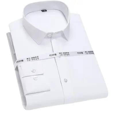 Men's Slim Fit Bamboo Fiber Shirt Non-Ironing Anti-Wrinkle Business Dress