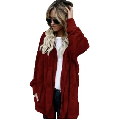 Women's Warm Long Sleeve Mao Mao Jacket Pink