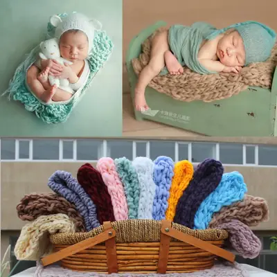 Newborn Photo Blanket Multi-Color Wool Thick Square