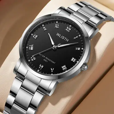 Walis Men's Stainless Steel Analog Watch with Digital Display