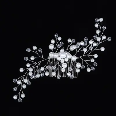White Crystal Branch Hairpin for Weddings