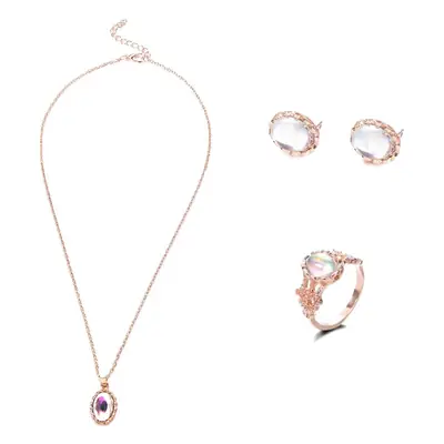 Dazzling Gemstone Jewelry Set Rose Gold 4 Piece