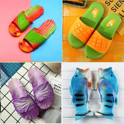Beach Slippers Summer Fish-Shaped Fashion Casual Sandals Personalized Flip-Flops Funny Fruit Shoes Creative Fish Slippers for Women