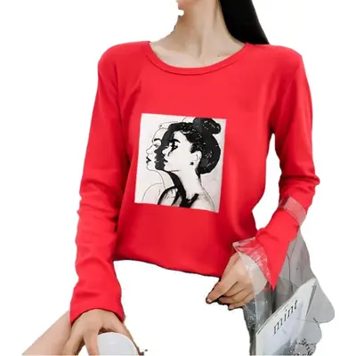 2025 Korean Style Long Sleeve T-Shirt for Women