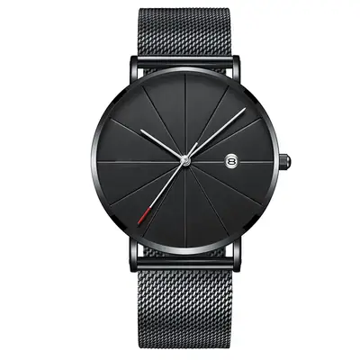 Men's Black Mesh Band Quartz Watch for Foreign Trade Business
