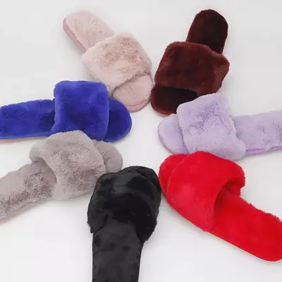 Popular Korean Style Fall/Winter Korean Plush Slippers Home Slippers Couple Mao Mao Slippers Parent-Child Slippers for Men and Women
