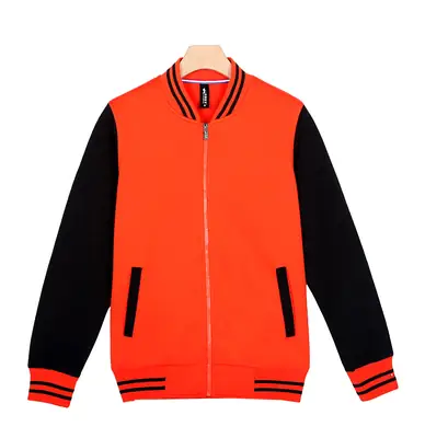 Orange Grey Korean Style Full Zip Jacket for Men