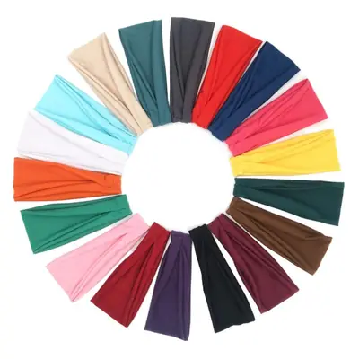 Men & Women Yoga Sweat Band Solid Color Stretch Cotton