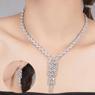 Zircon Tassel Earrings Set for Weddings