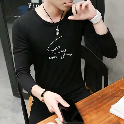 Men White Korean Printed Slim Fit T-Shirt