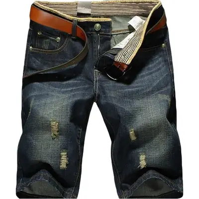 Men Ripped Denim Shorts Large Summer Wear