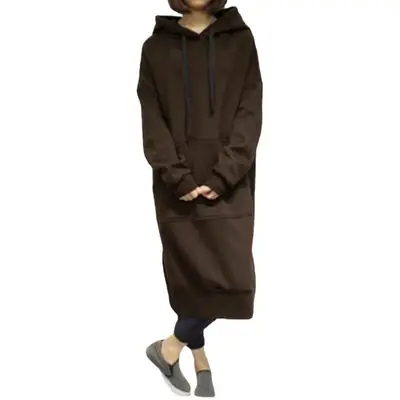 Oversized Long Sweatshirt Hood Gray 2021