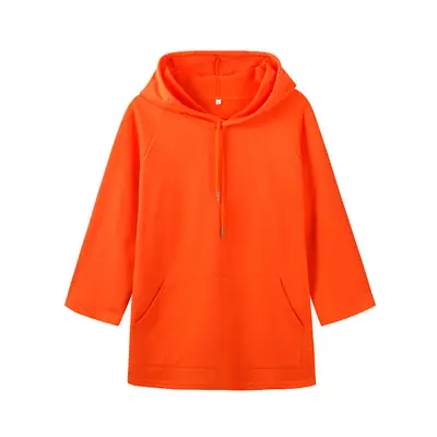 Orange Hooded Terry Sweater Custom Sleeve Coat