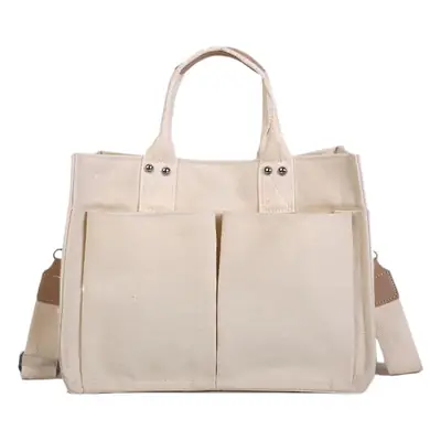 Women Korean Style Canvas Shoulder Bag Large White