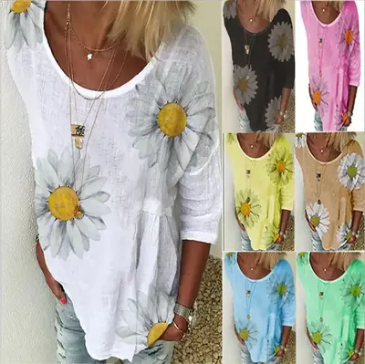 Summer 2024 Women's Chrysanthemum Printed T-Shirt