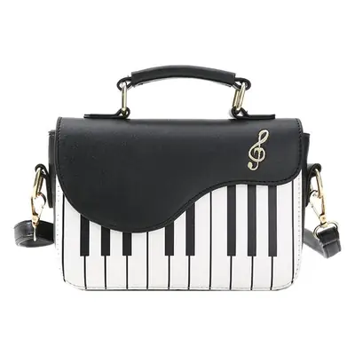 Women's Piano Key Design Shoulder Bag Black White