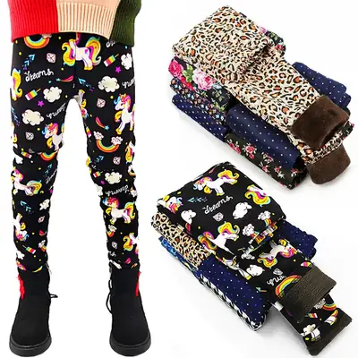 Children's Fleece Lined Tie-Dye Leggings Pink Blue