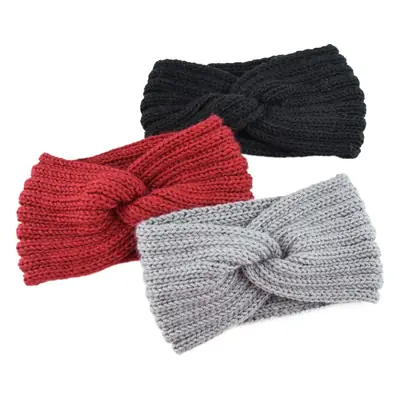 Red Knitted Cross Wool Headband for Women