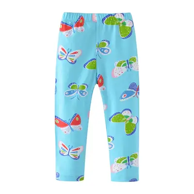 New Girls Butterfly Print Leggings Blue Spring Autumn