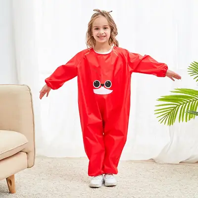 Pink Cartoon Face Kids Pajama Set Waterproof Sand Playwear
