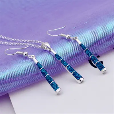 Blue Opal Necklace Set for Girls Cross Border Jewelry