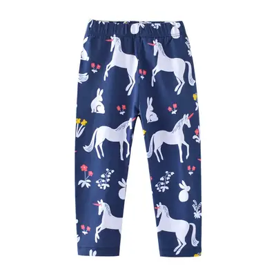 Kids Knitted Camel Print Pants Blue Spring Girls