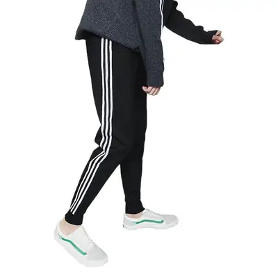 Men's Black 3-Stripes Casual Pants Small