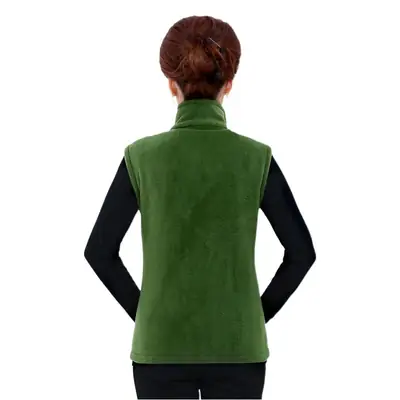 Women's Green Fleece Vest Large Size Warm Winter Vest