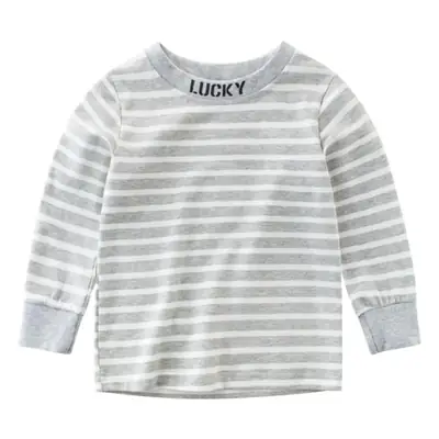 Baby Striped Lycra T-Shirt Grey White 2025