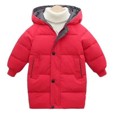 Kids Red Hooded Puffer Jacket 2025 Winter