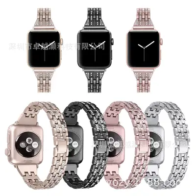 Suitable for Apple watch 4 generation diamond watch band Suitable for Apple five beads two rows of rhinestone watch band