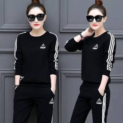 2026 Red Korean Style Plus Size Running Suit Set