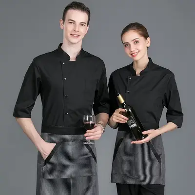 Men Black Long Sleeve Western Chef Work Suit
